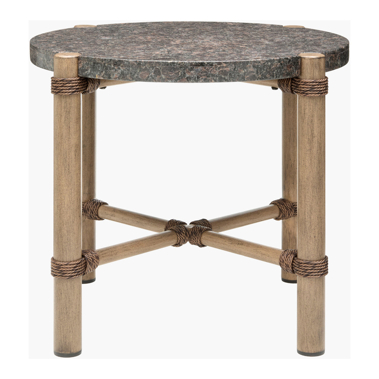Modern European furniture - Brown Stone Round Outdoor End Table - www.oroa.com