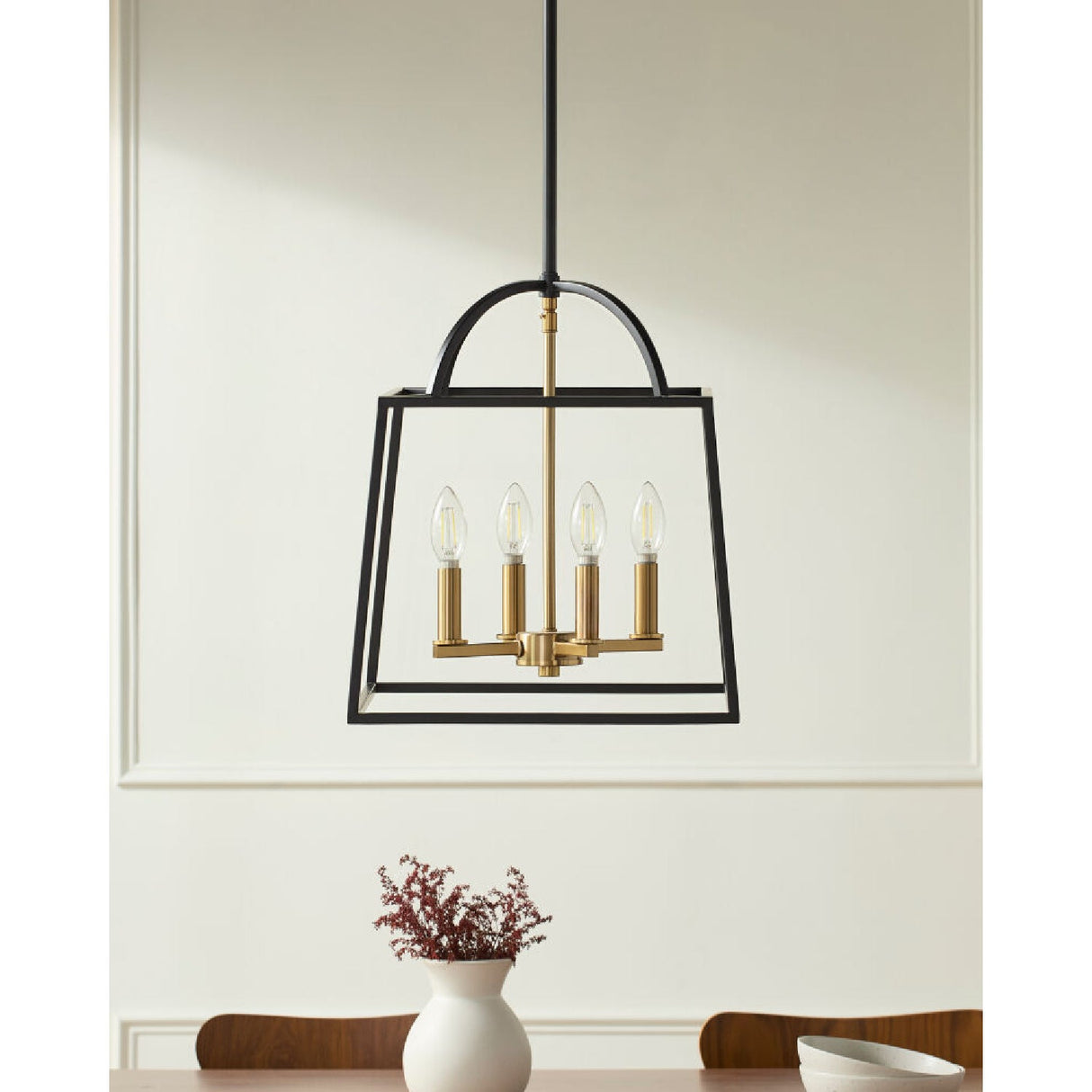 Modern European furniture - Black Iron Framed 4-Light Chandelier - www.oroa.com