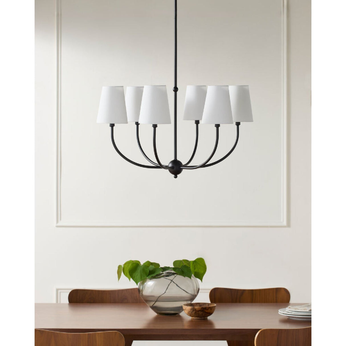 Modern European furniture - White Cotton Shade Chandelier - www.oroa.com