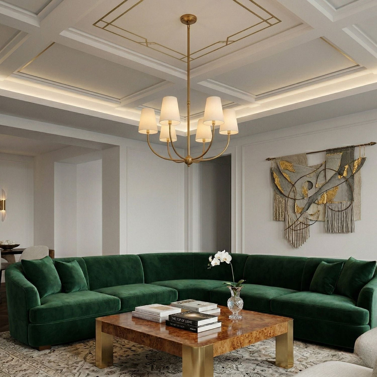 Modern European furniture - White Cotton Shade Chandelier - www.oroa.com