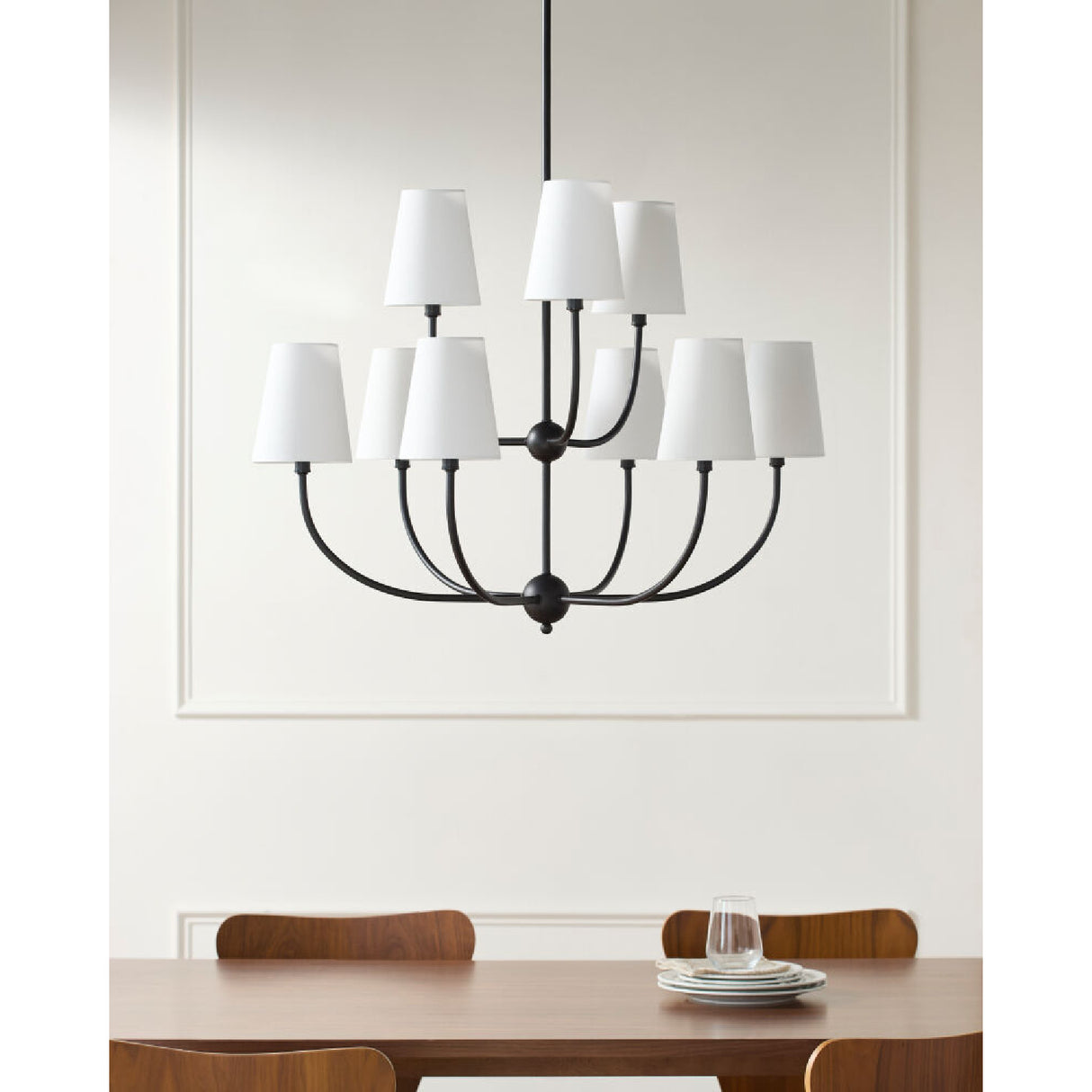 Modern European furniture - White Cotton Shade Chandelier - www.oroa.com
