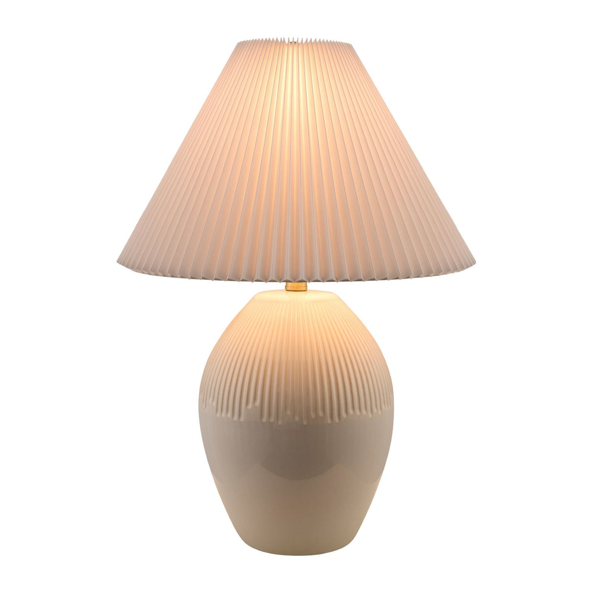 Modern European furniture - Ceramic Pleated Linen Table Lamp - www.oroa.com
