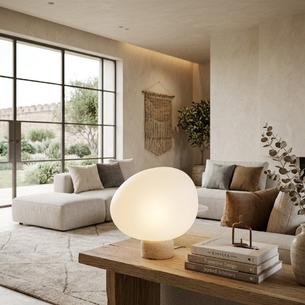 Modern European furniture - Travertine Base Table Lamp - www.oroa.com
