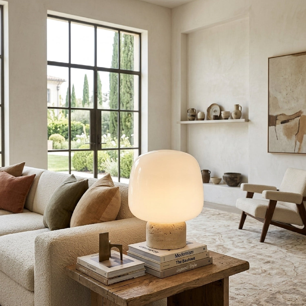 Modern European furniture - Travertine Base Table Lamp - www.oroa.com