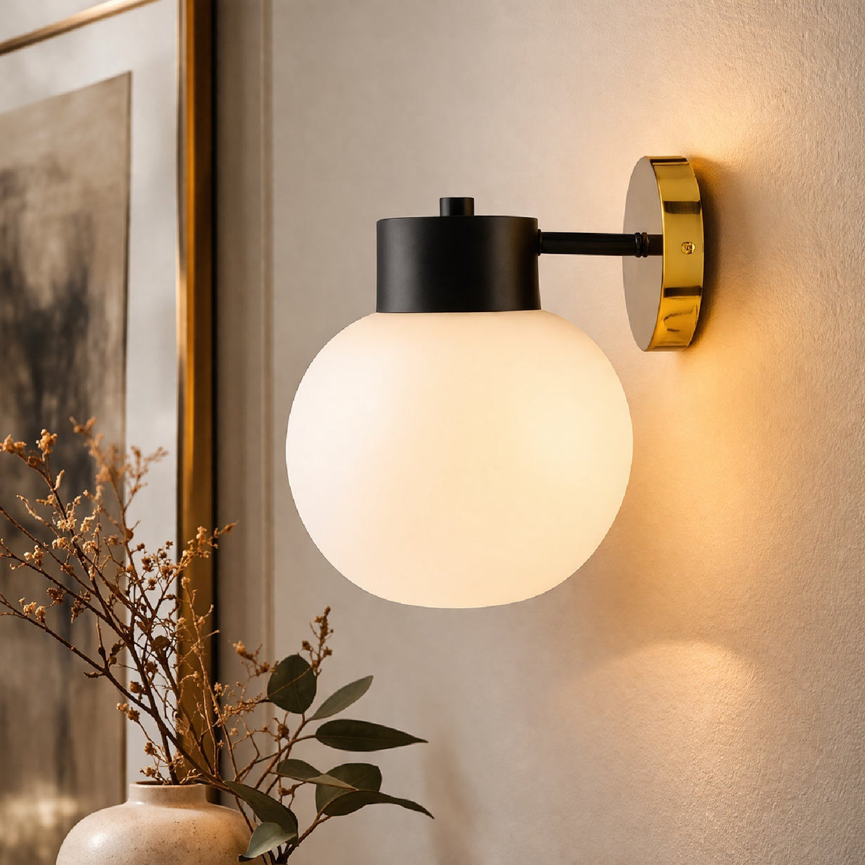 Modern European furniture - White Glass Sphere Wall Lamp - www.oroa.com