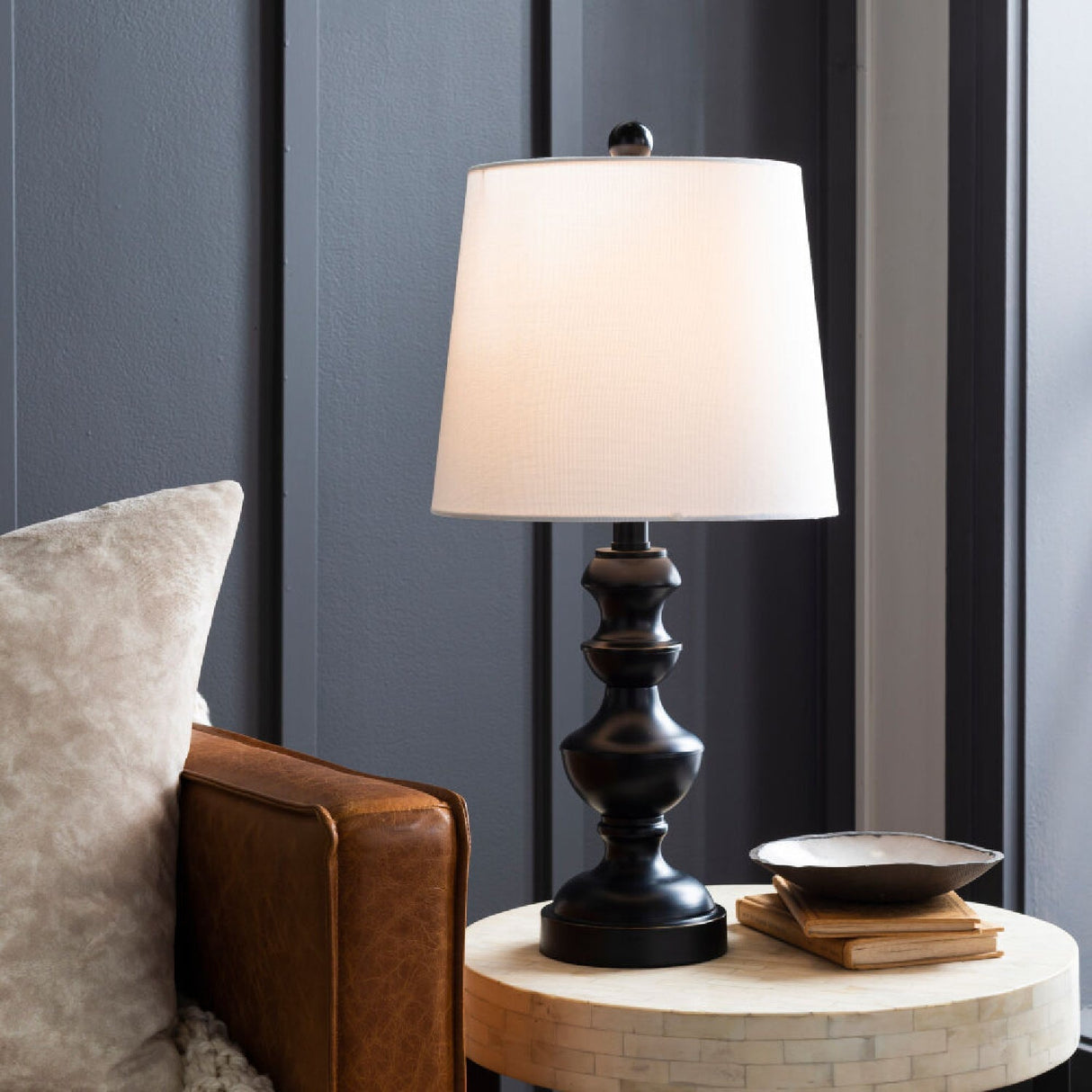 Modern European furniture - Black Iron Linen Table Lamp - www.oroa.com