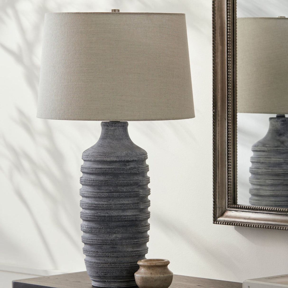 Modern European furniture - Gray Linen Accent Table Lamp L - www.oroa.com