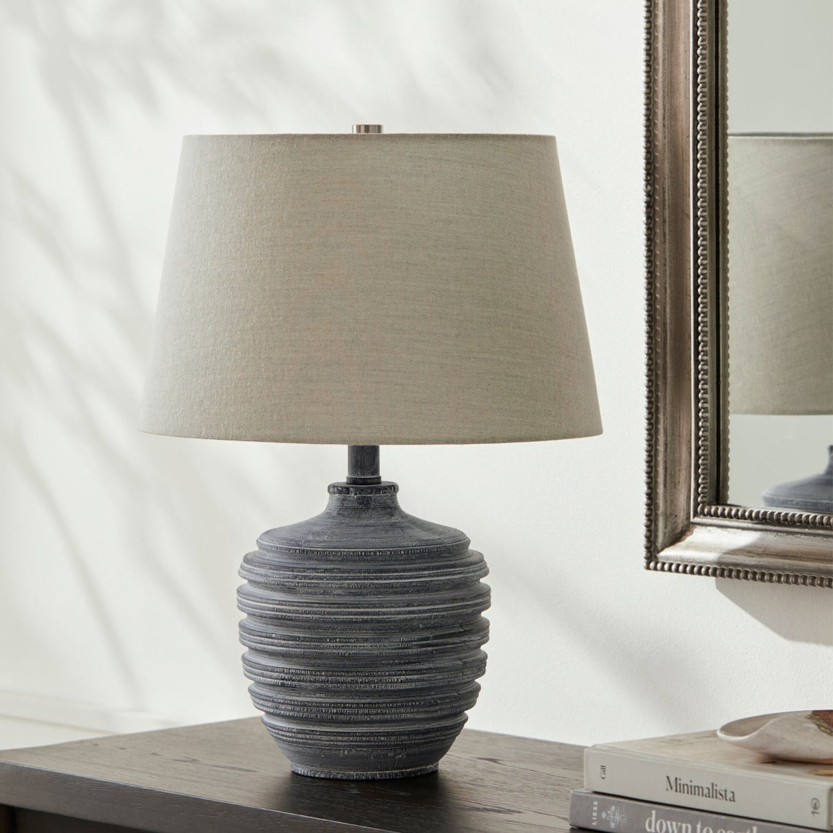 Modern European furniture - Gray Linen Accent Table Lamp S - www.oroa.com