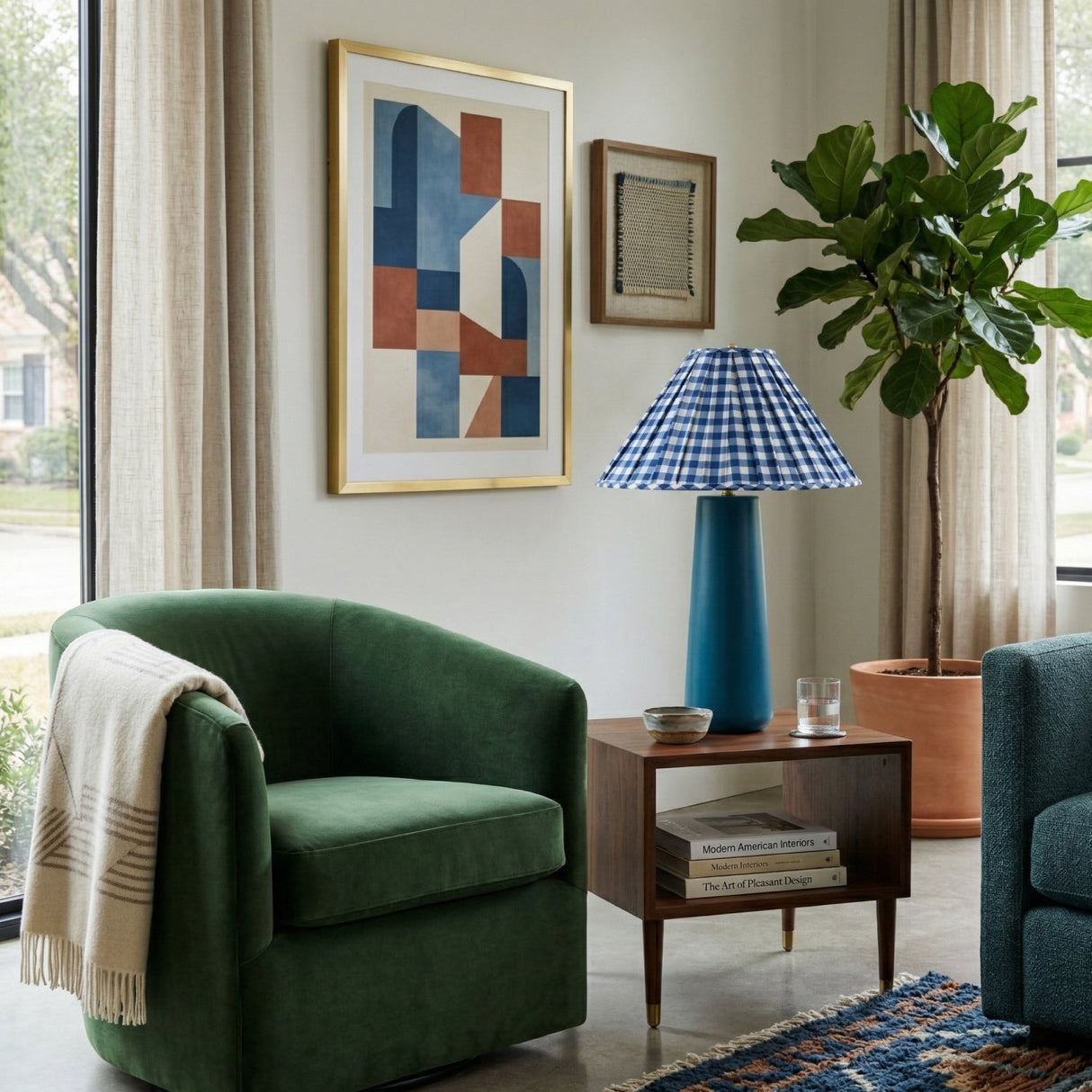 Modern European furniture - Blue Linen Accent Table Lamp - www.oroa.com