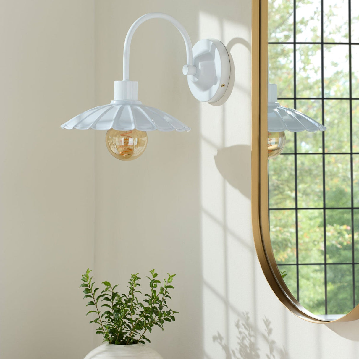 Modern European furniture - Scalloped Metal Shade Wall Lamp - www.oroa.com
