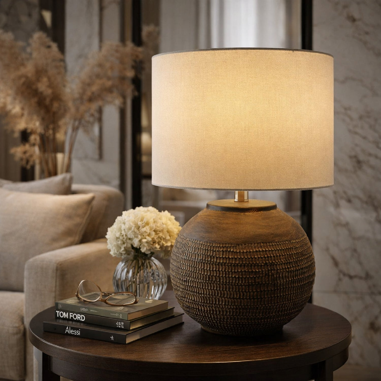 Modern European furniture - Glazed Black Ceramic Table Lamp - www.oroa.com