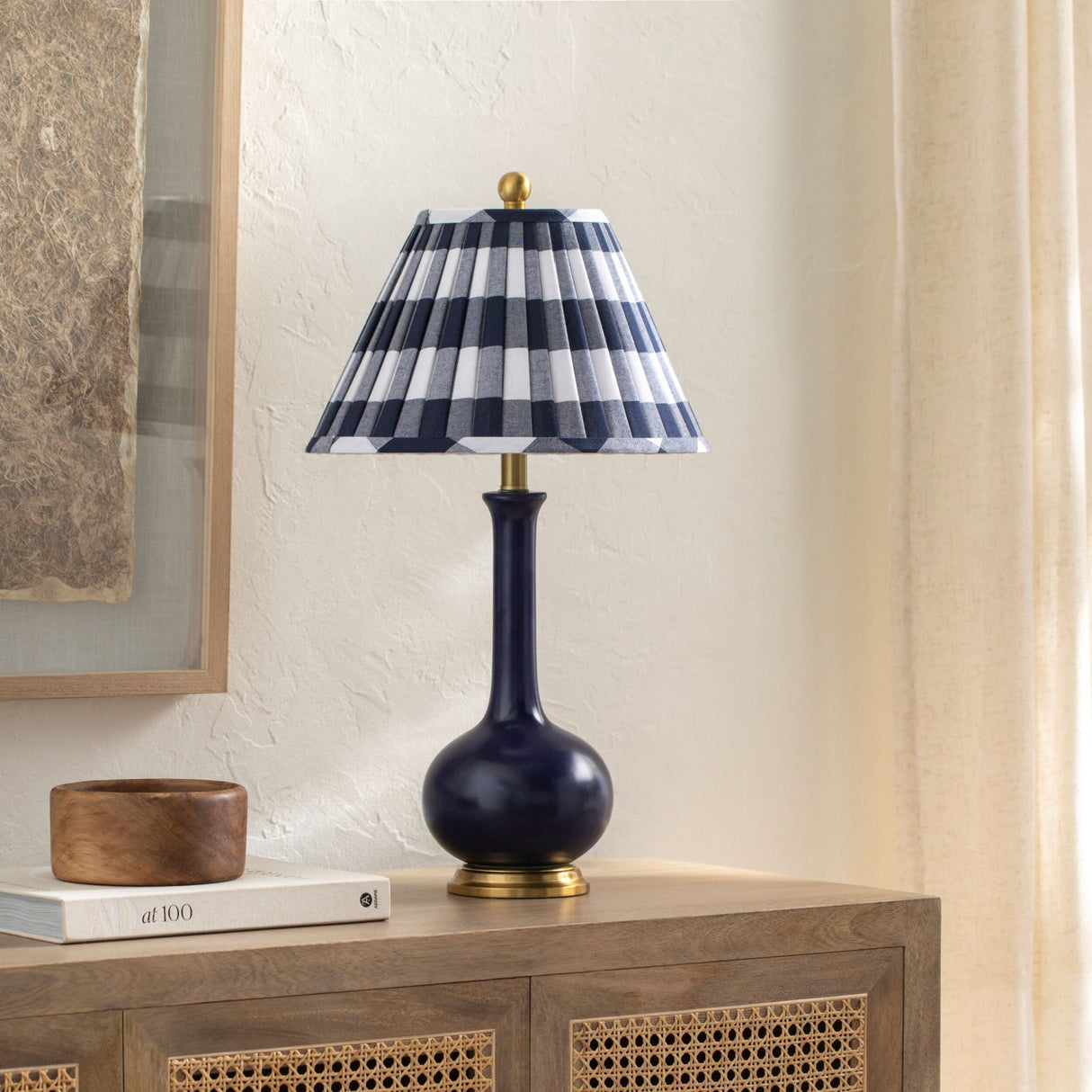 Modern European furniture - Blue Linen Ceramic Table Lamp - www.oroa.com