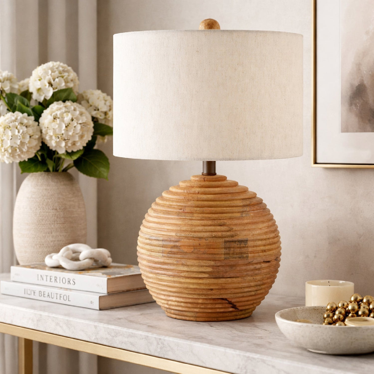 Modern European furniture - Natural Acacia Accent Table Lamp - www.oroa.com
