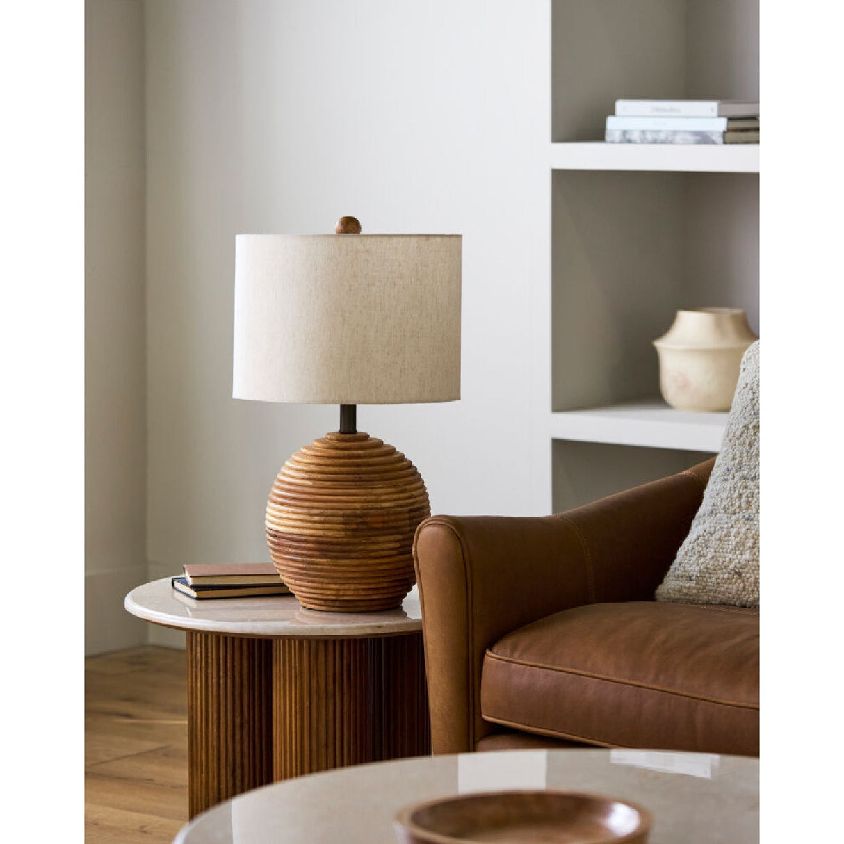 Modern European furniture - Natural Acacia Accent Table Lamp - www.oroa.com