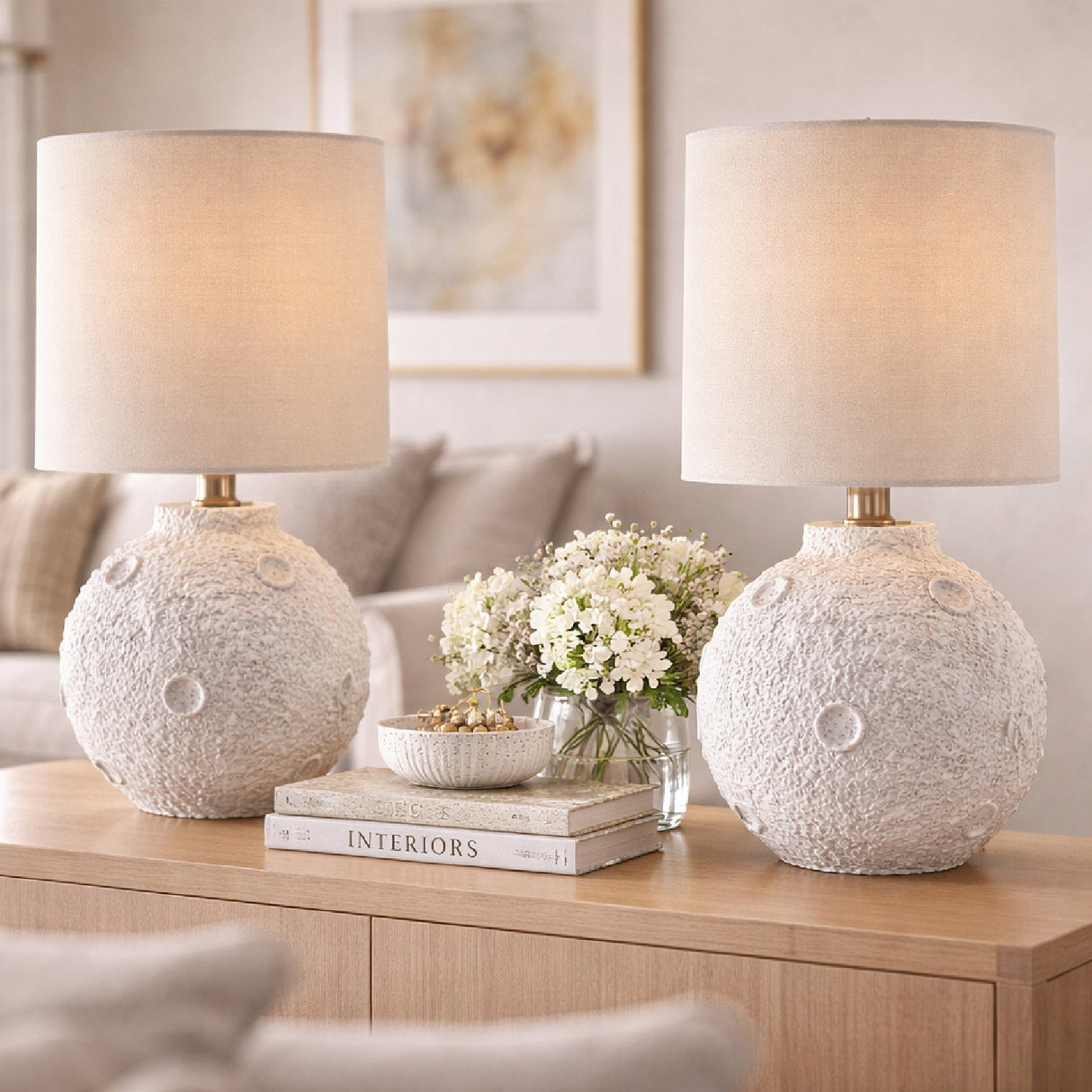 Modern European furniture - Textured Round Base Table Lamps (2) - www.oroa.com