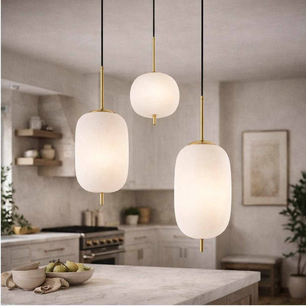 Modern European furniture - 3-Light White Glass Chandelier - www.oroa.com