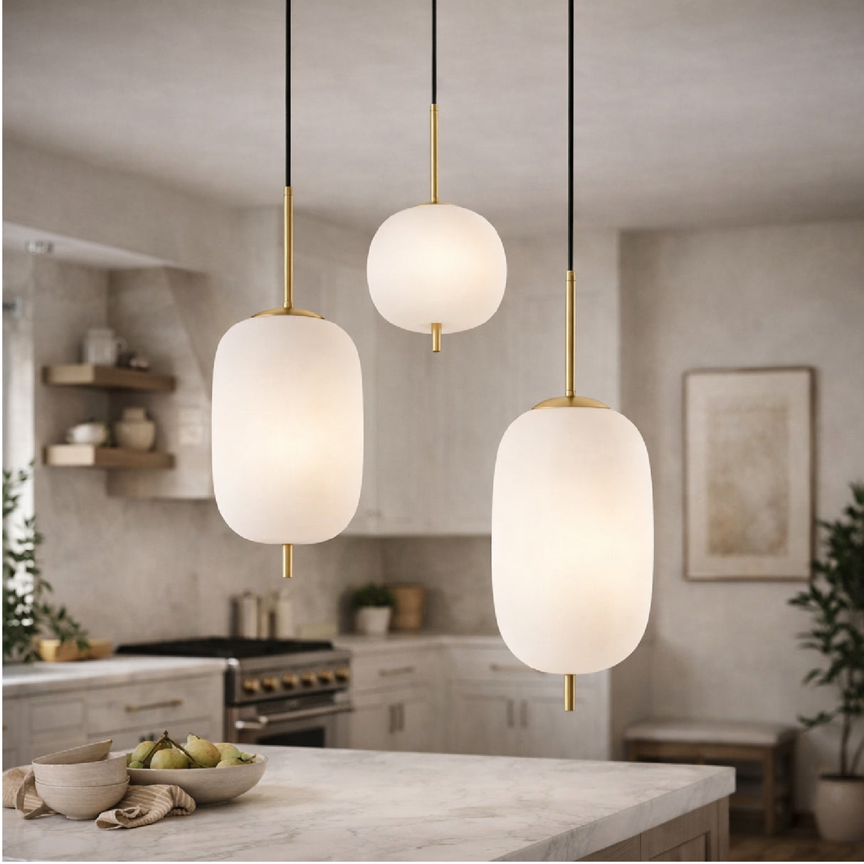 Modern European furniture - 3-Light White Glass Chandelier - www.oroa.com
