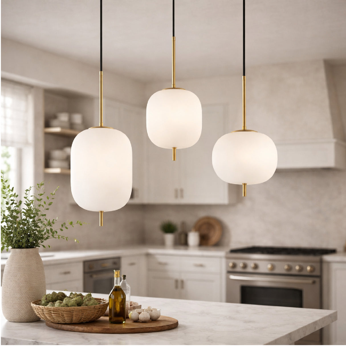 Modern European furniture - 3-Light White Glass Chandelier - www.oroa.com