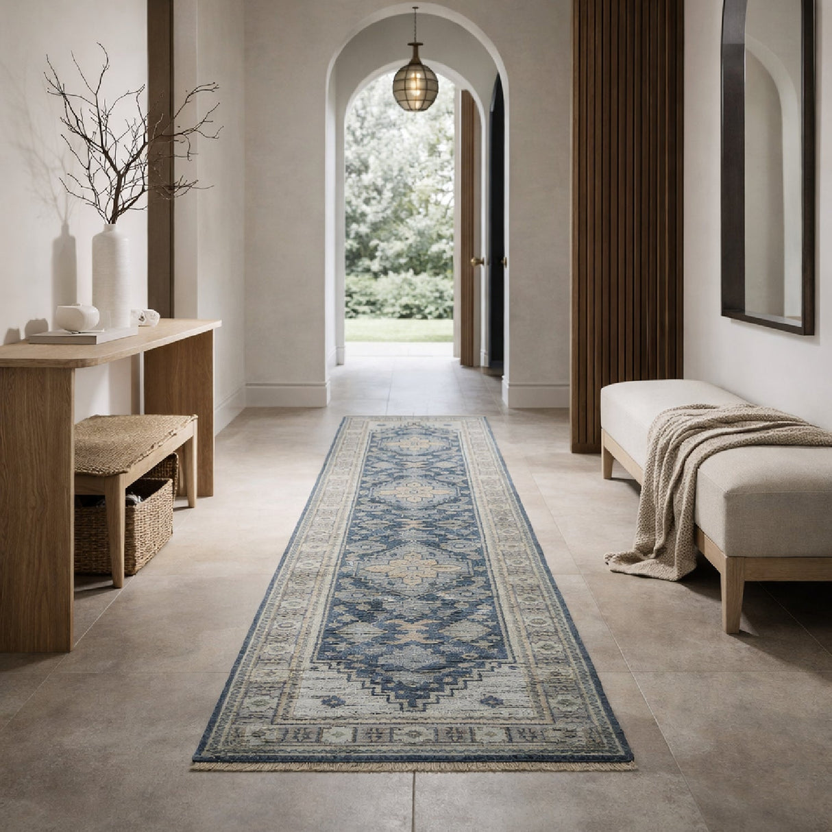 Modern furniture - Fringed Wool Printed Table Runner - www.oroa.com