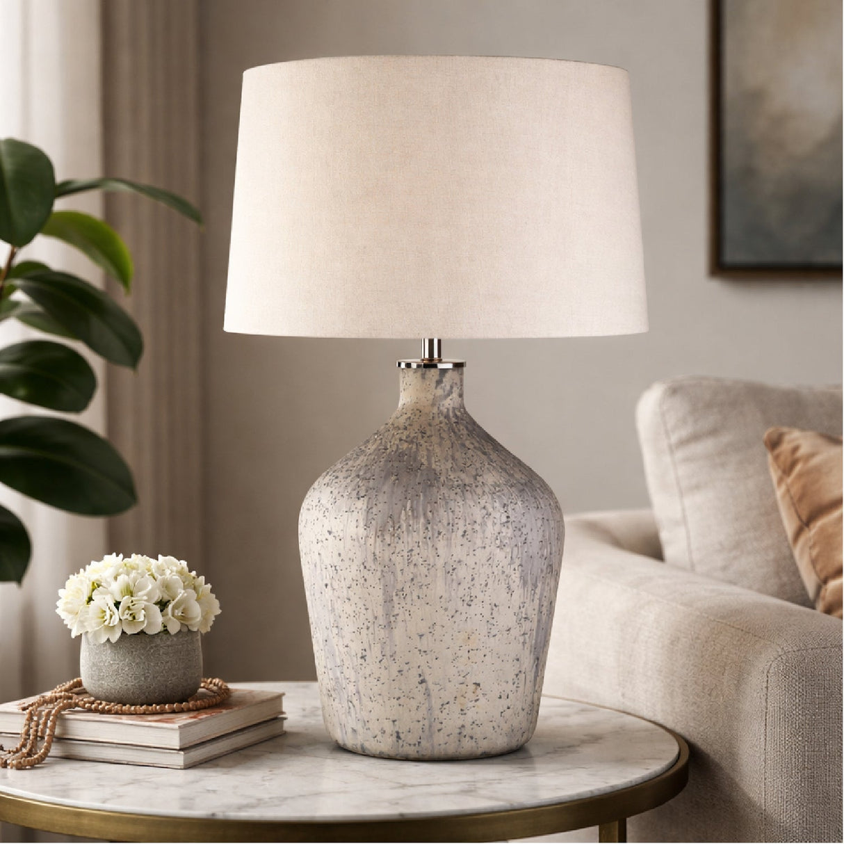 Modern European furniture - Distressed Taupe Glass Table Lamp - www.oroa.com