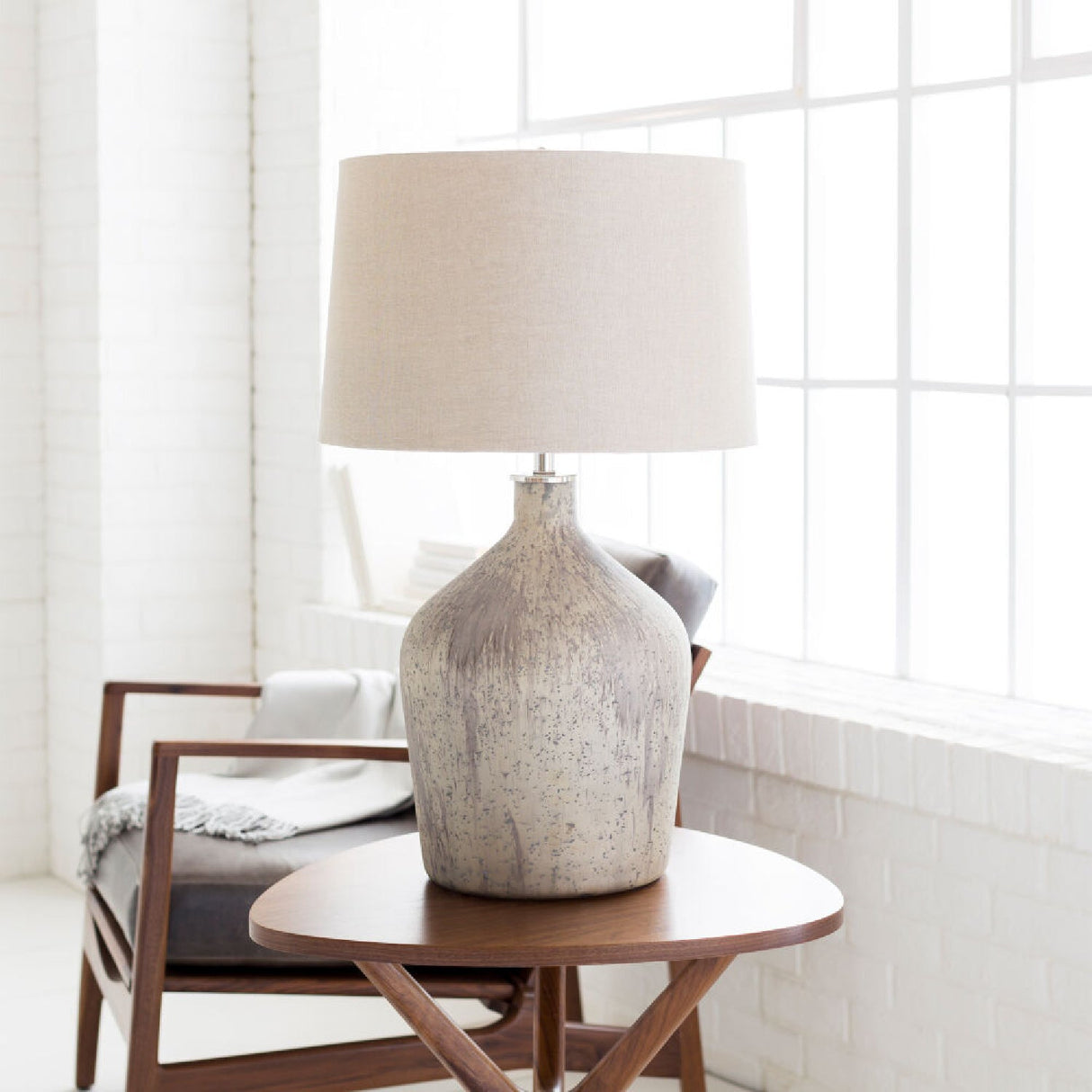 Modern European furniture - Distressed Taupe Glass Table Lamp - www.oroa.com