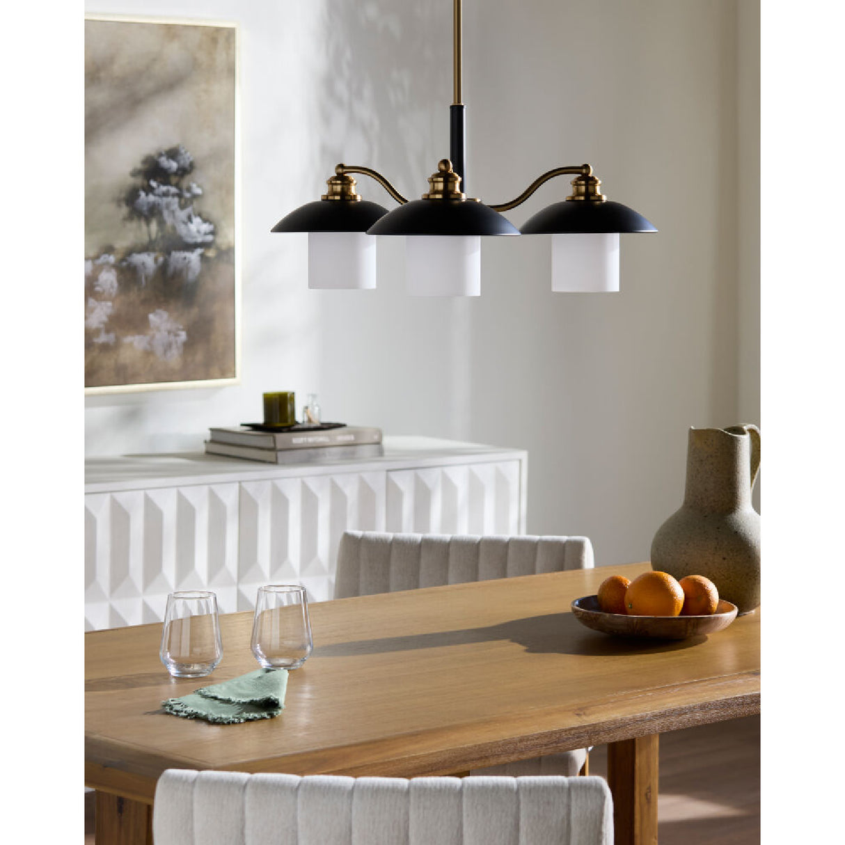 Modern European furniture - Black Iron 3-Light Chandelier - www.oroa.com