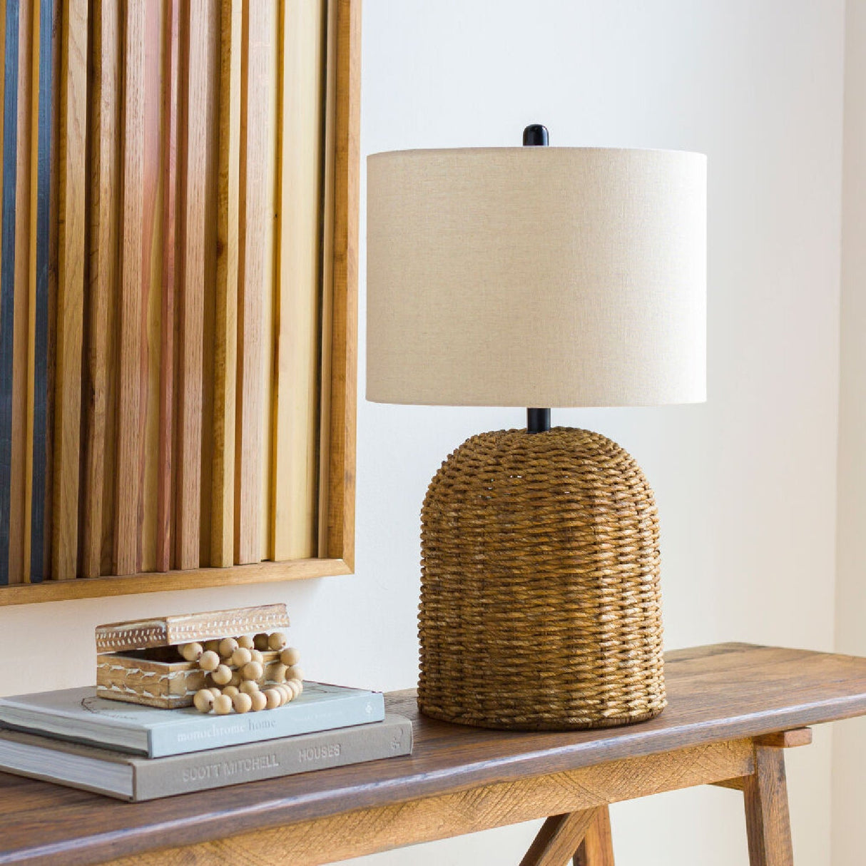 Modern European furniture - Natural Beige Seagrass Table Lamp - www.oroa.com