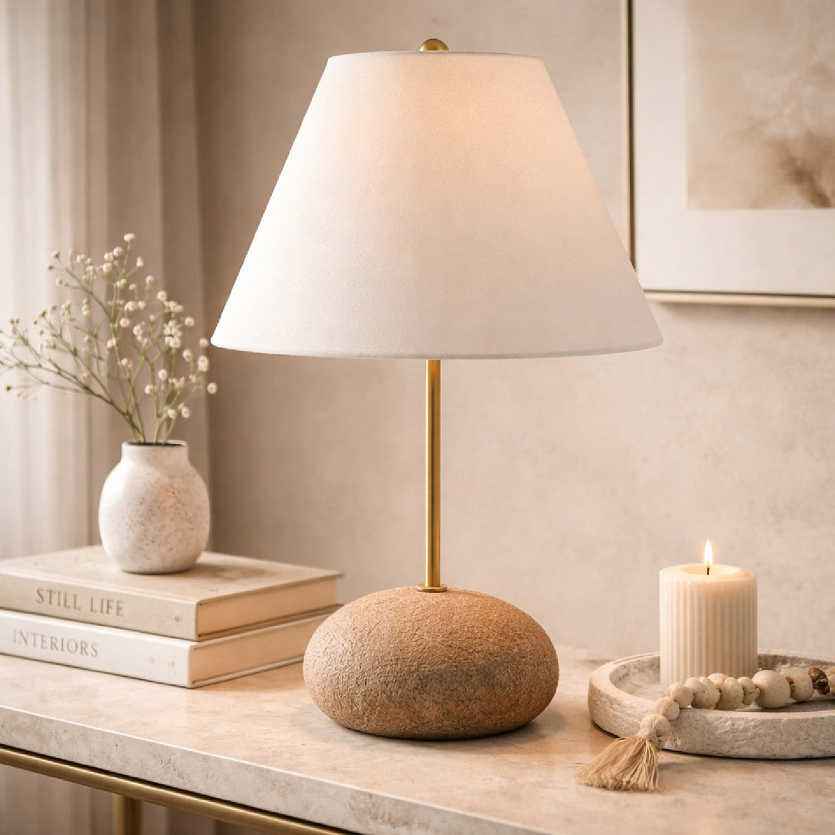 Modern European furniture - White Cotton Shade Table Lamp - www.oroa.com