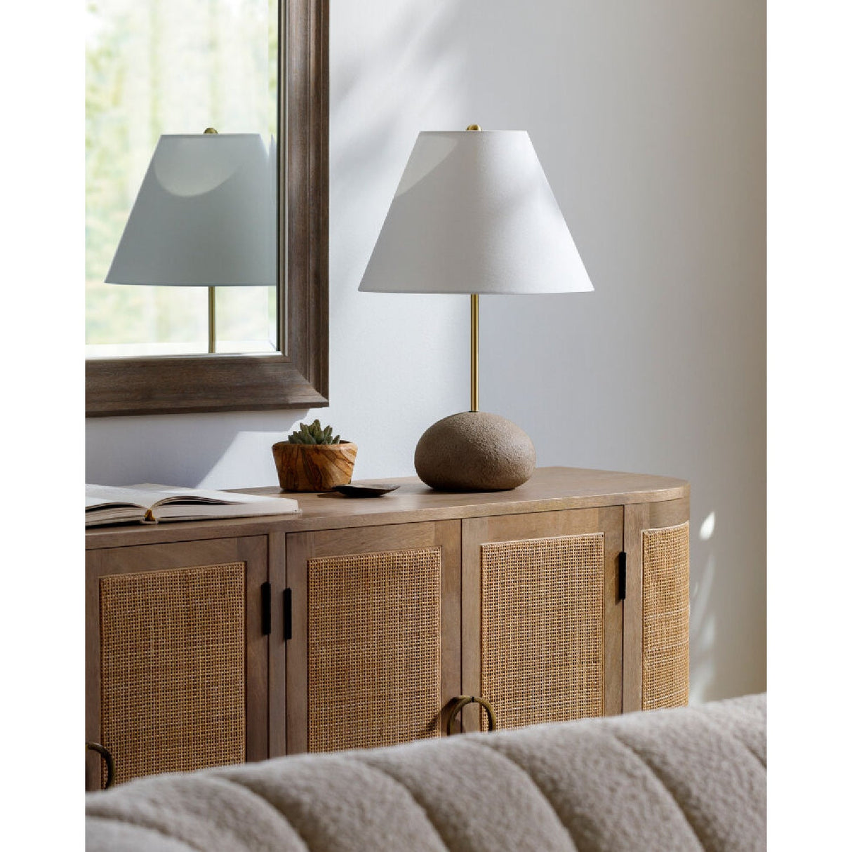 Modern European furniture - White Cotton Shade Table Lamp - www.oroa.com
