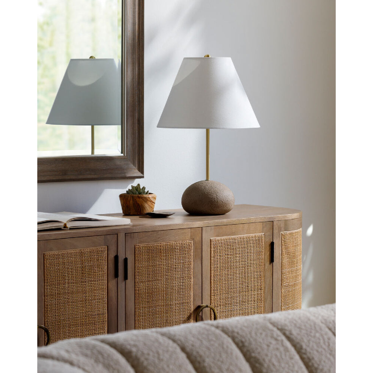 Modern European furniture - White Cotton Shade Table Lamp - www.oroa.com