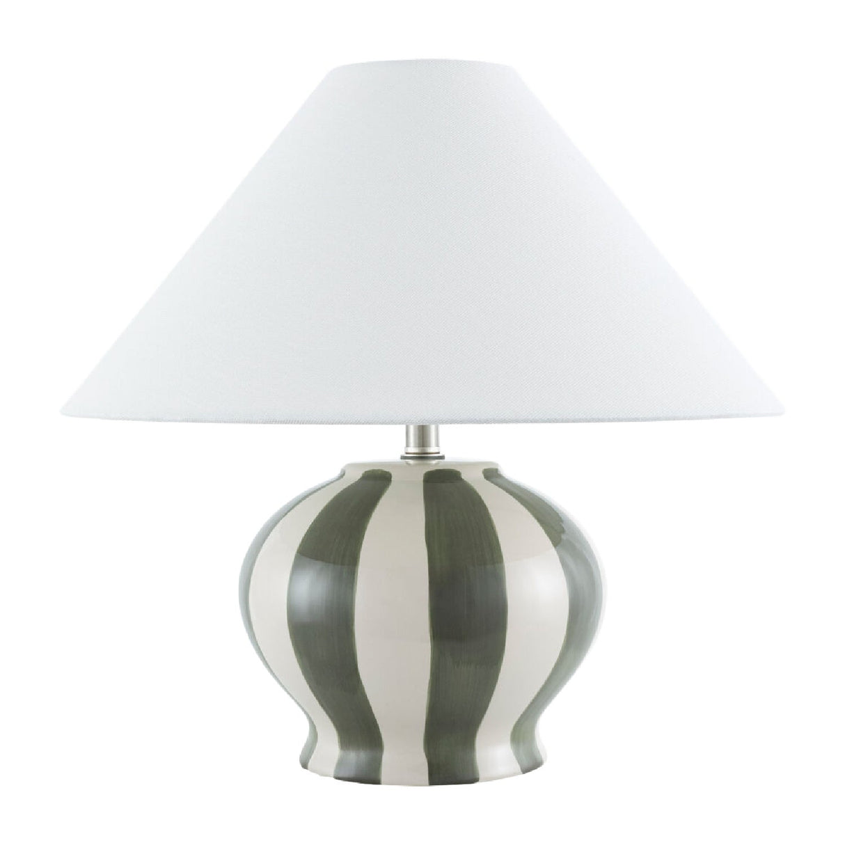 Modern European furniture - Lined Round Ceramic Table Lamp - www.oroa.com