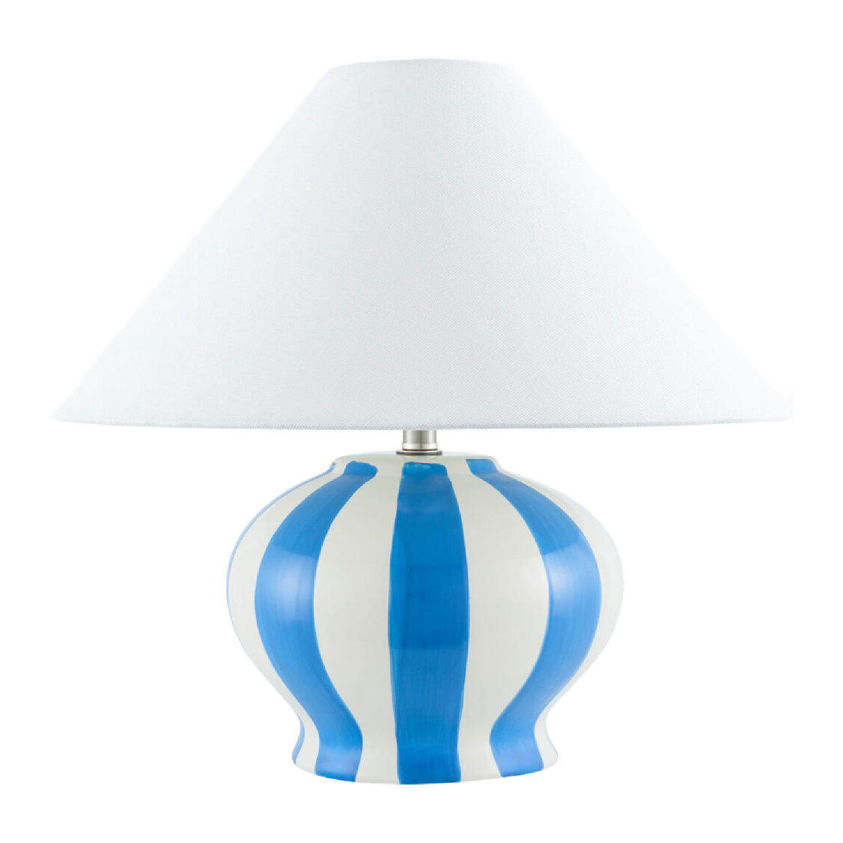 Modern European furniture - Lined Round Ceramic Table Lamp - www.oroa.com
