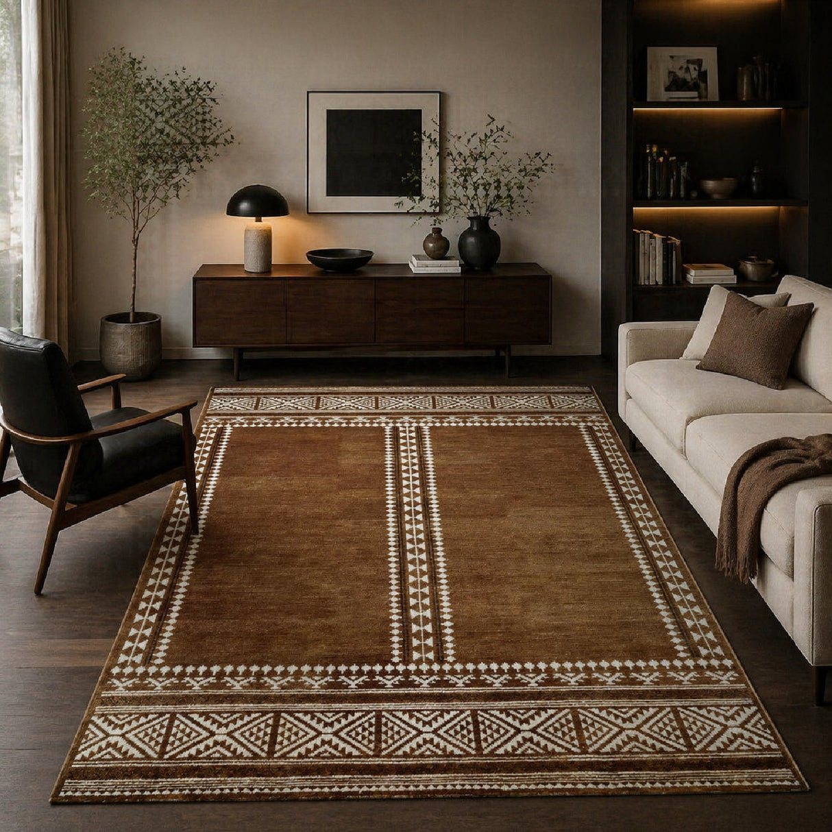 Modern European furniture - Brown Wool Blend Printed Carpet - www.oroa.com