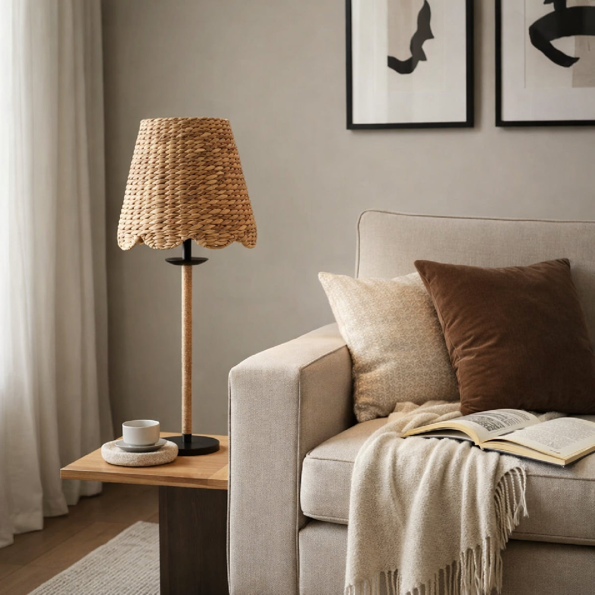 Modern European furniture - Braided Seagrass Accent Table Lamp - www.oroa.com
