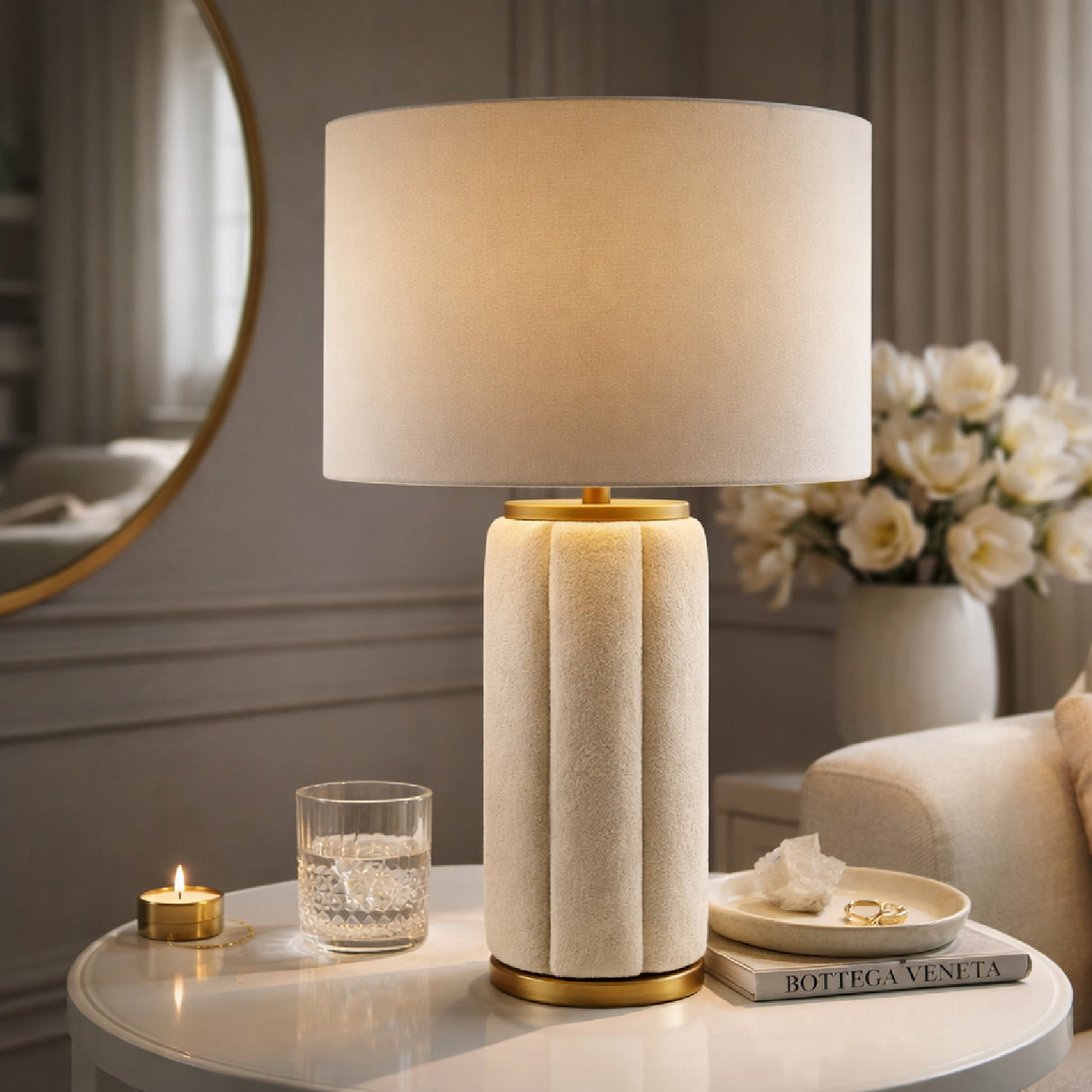 Modern European furniture - Modern White Linen Table Lamp - www.oroa.com | Oroa.com