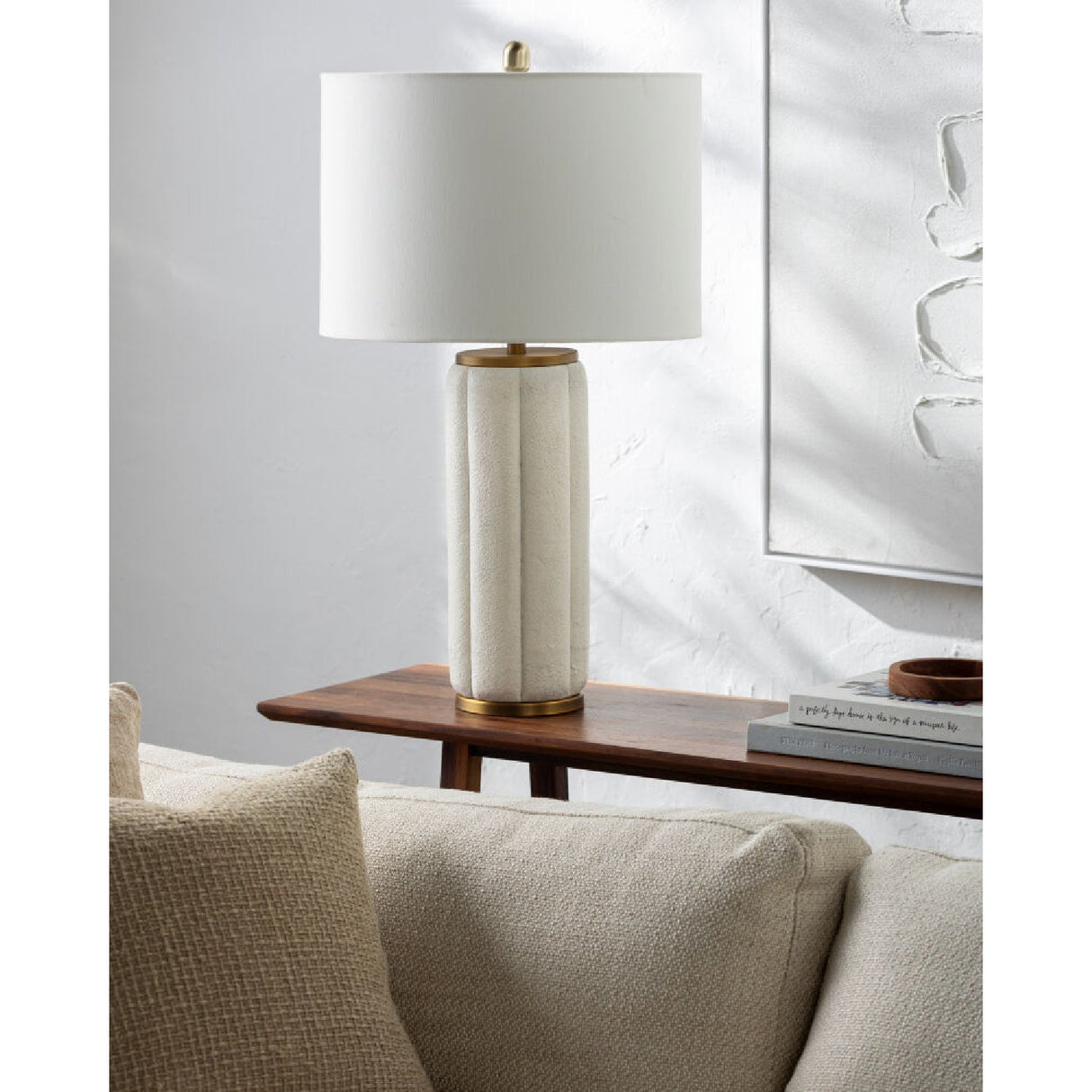 Modern European furniture - Modern White Linen Table Lamp - www.oroa.com