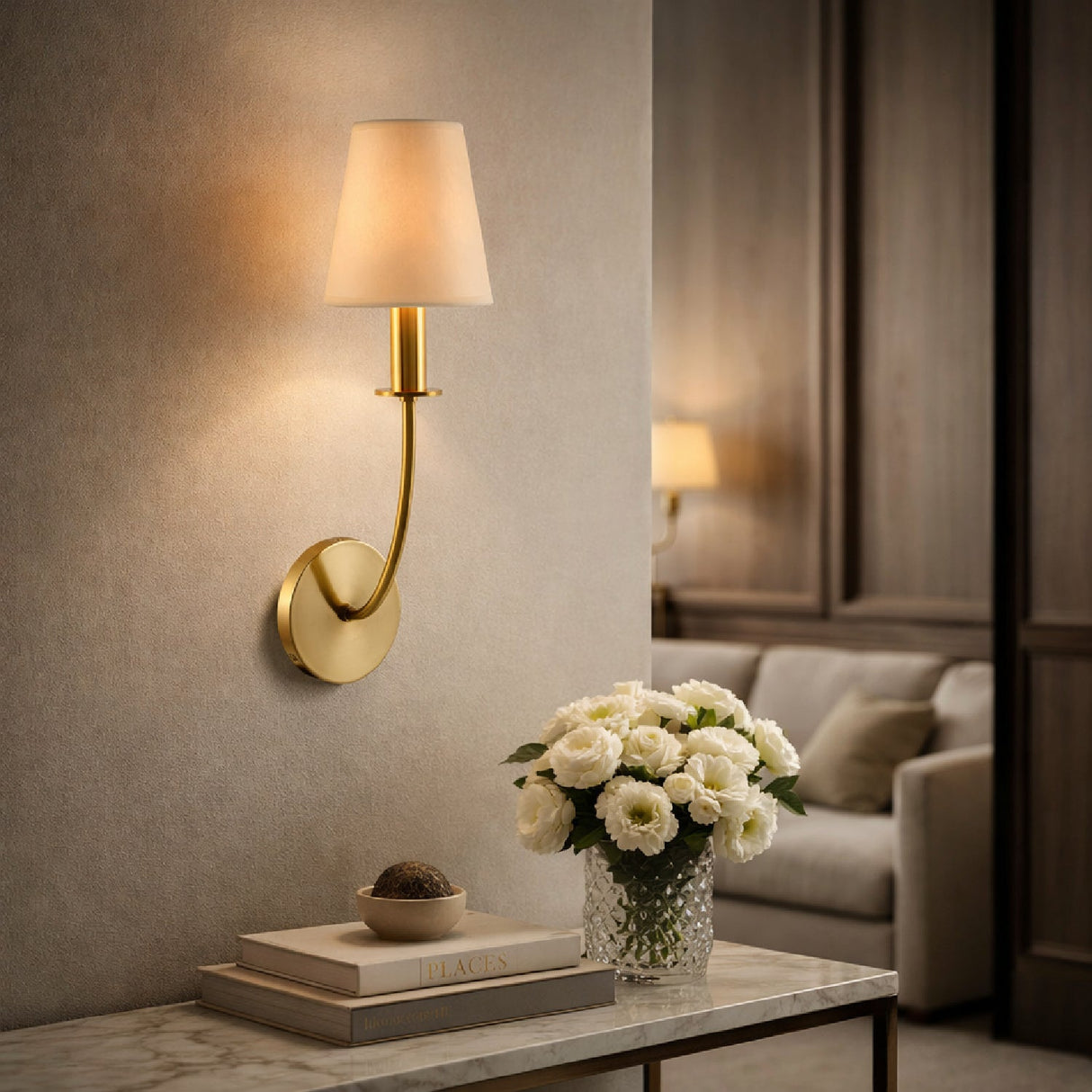 Modern European furniture - White Linen Wall Lamp - www.oroa.com