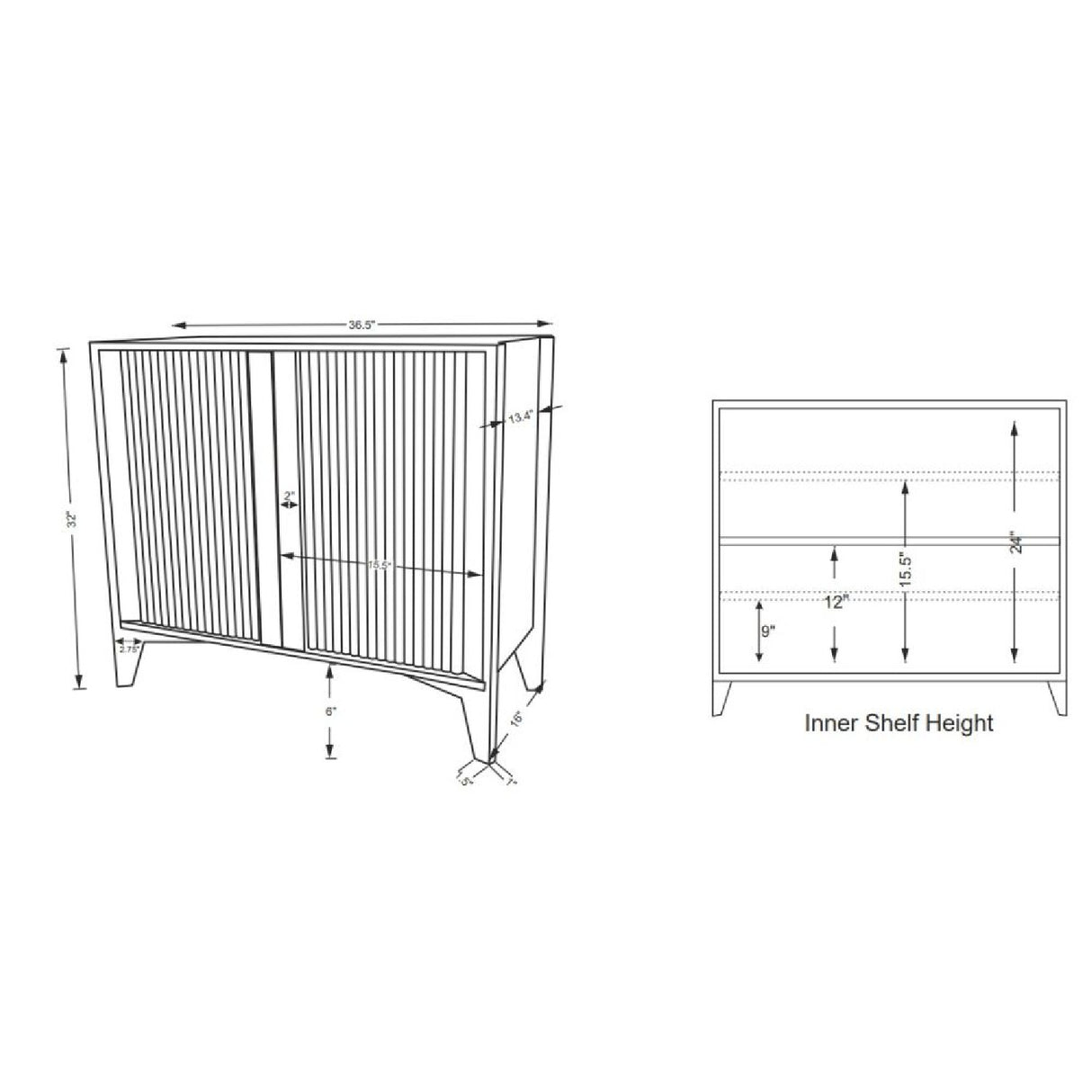 Modern European furniture - Reeded Mango Wood Cabinet - www.oroa.com