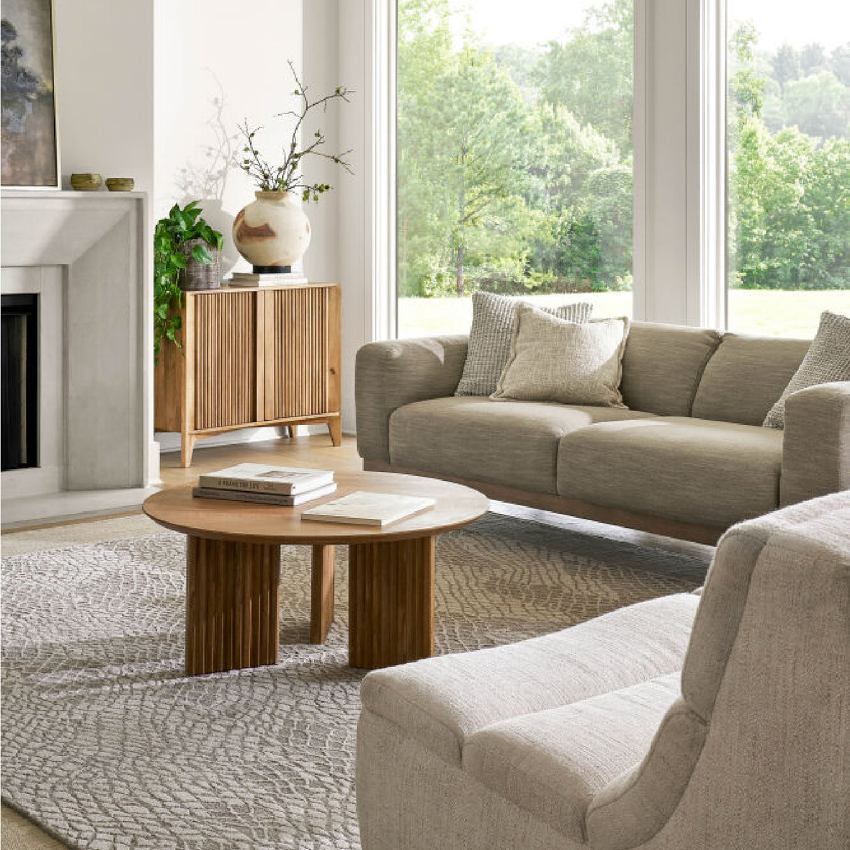 Modern European furniture - Reeded Mango Wood Cabinet - www.oroa.com