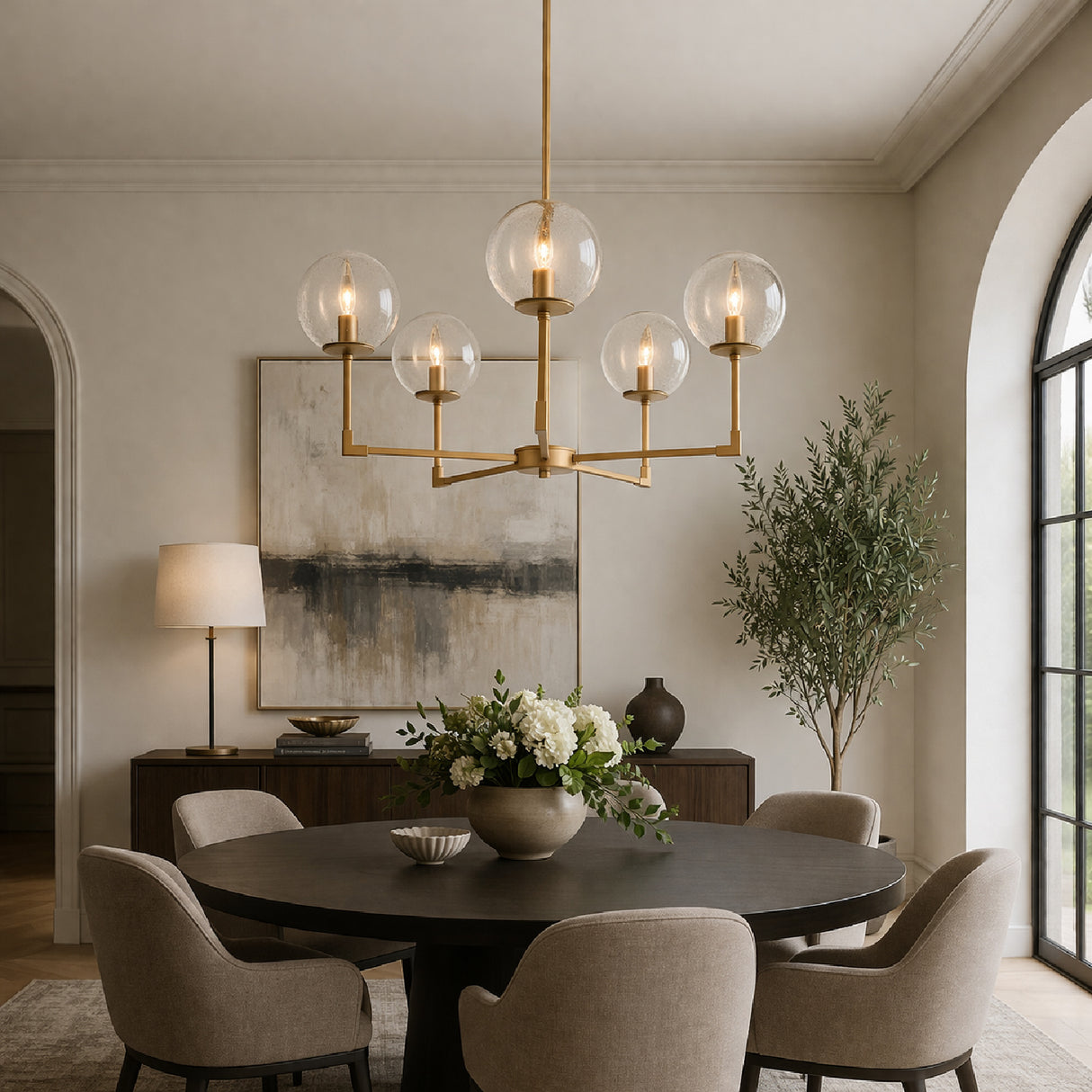 Modern European furniture - 5-Light Clear Glass Chandelier - www.oroa.com