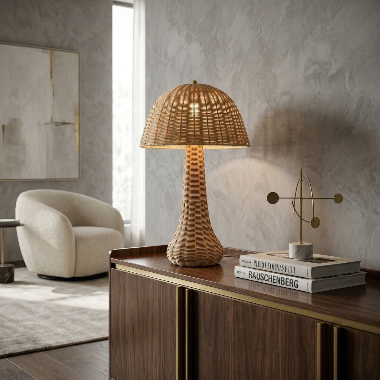 Modern European furniture - Domed Rattan Table Lamp - www.oroa.com