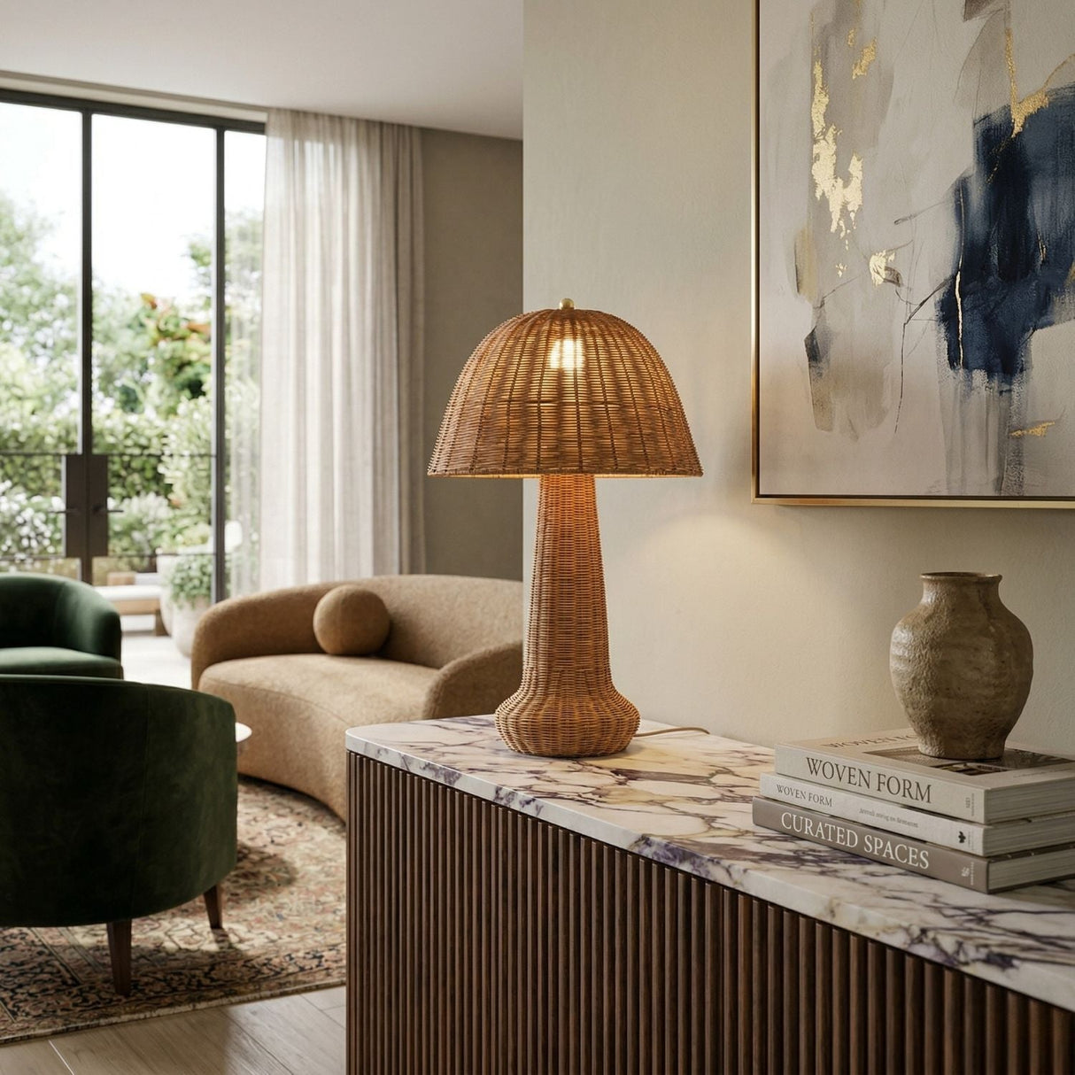 Modern European furniture - Domed Rattan Table Lamp - www.oroa.com