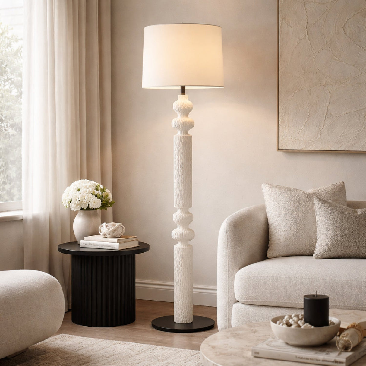 Modern European furniture - Lacquered White Accent Floor Lamp - www.oroa.com