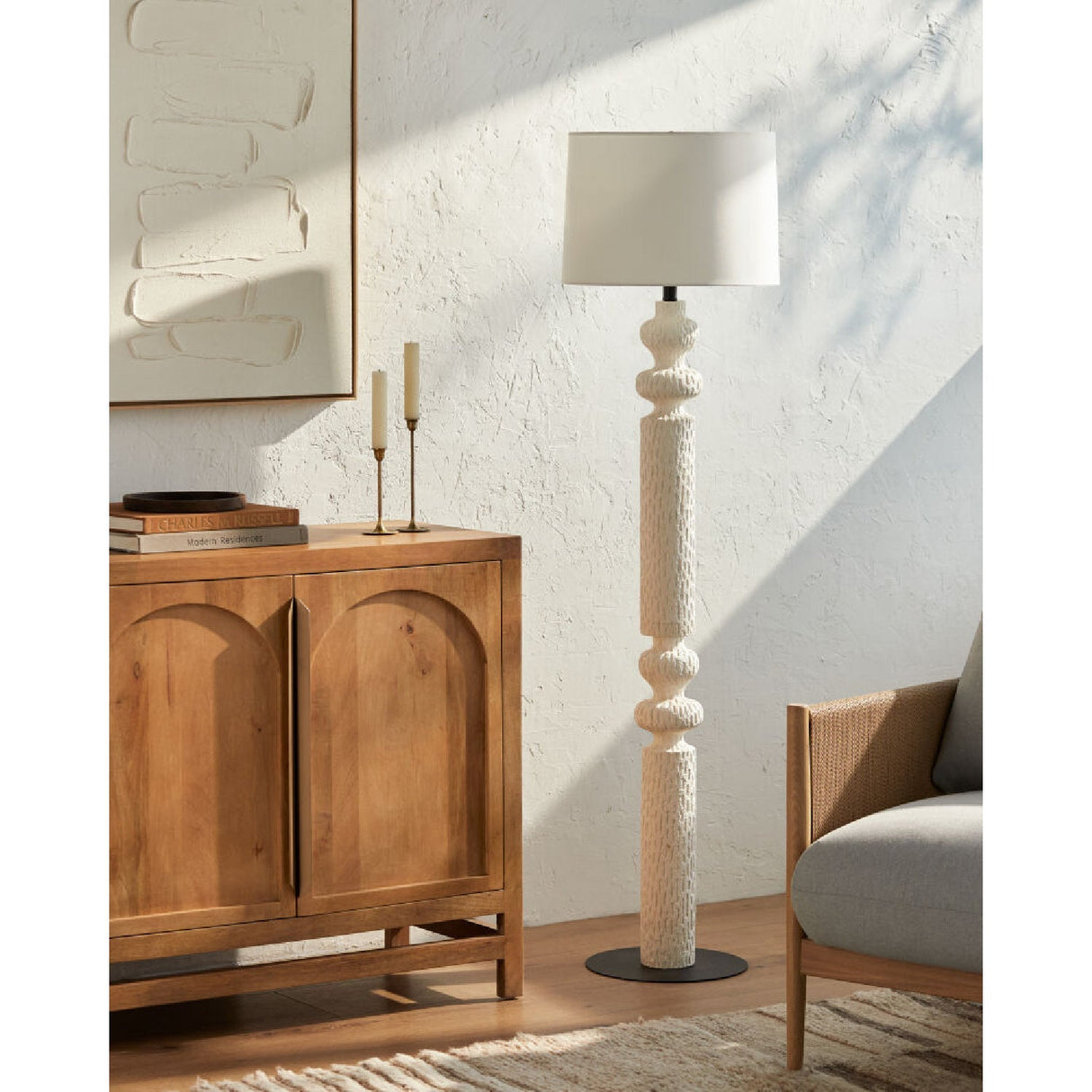 Modern European furniture - Lacquered White Accent Floor Lamp - www.oroa.com