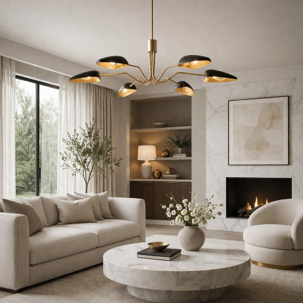 Modern European furniture - Painted Gold 6-Light Chandelier - www.oroa.com