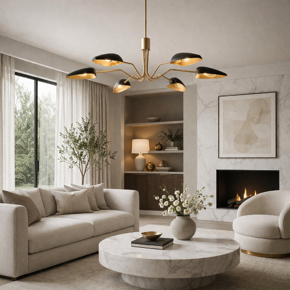 Modern European furniture - Painted Gold 6-Light Chandelier - www.oroa.com