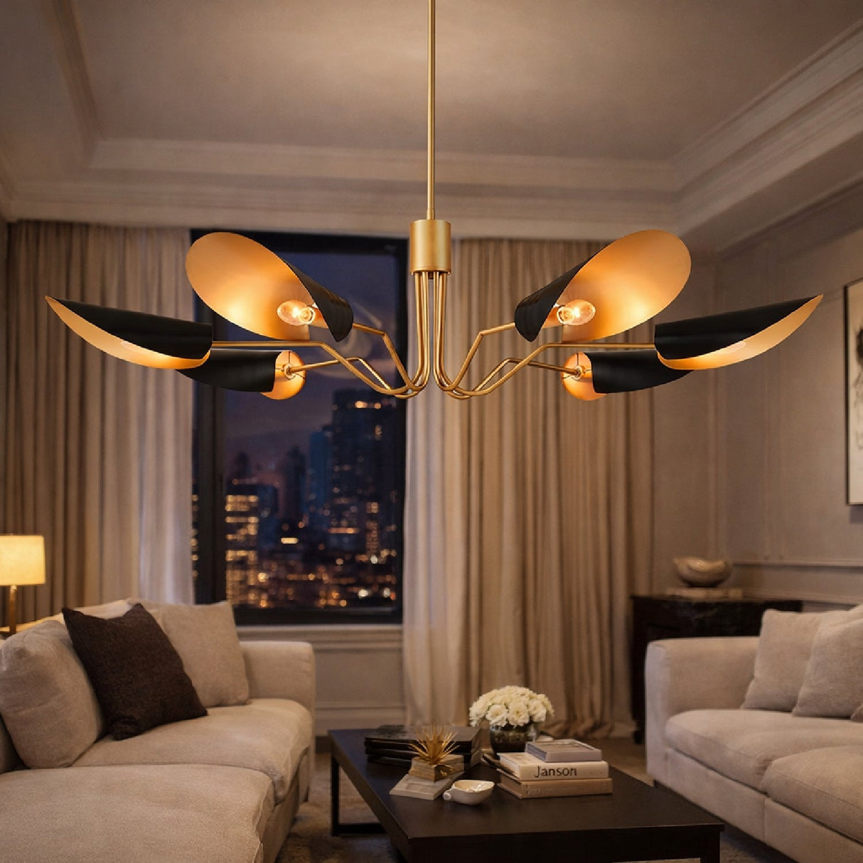 Modern European furniture - Black Metal Shades 6-Light Chandelier - www.oroa.com