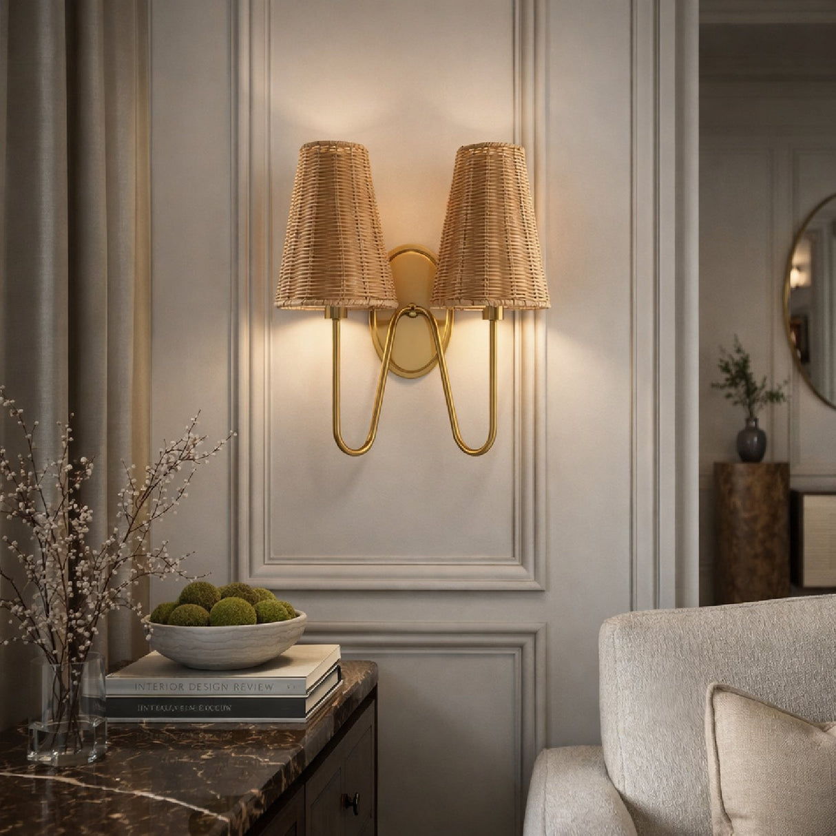 Modern European furniture - Rattan 2-Light Wall Lamp - www.oroa.com