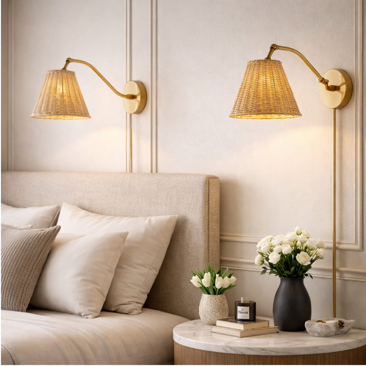 Modern European furniture - Rattan Shade Wall Lamp - www.oroa.com