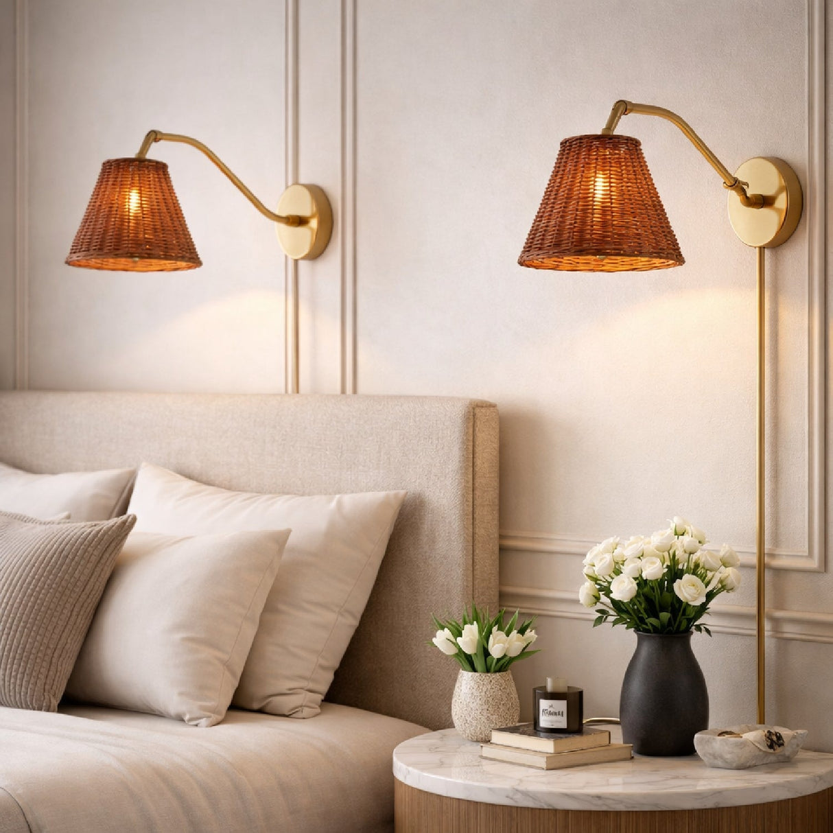 Modern European furniture - Rattan Shade Wall Lamp - www.oroa.com